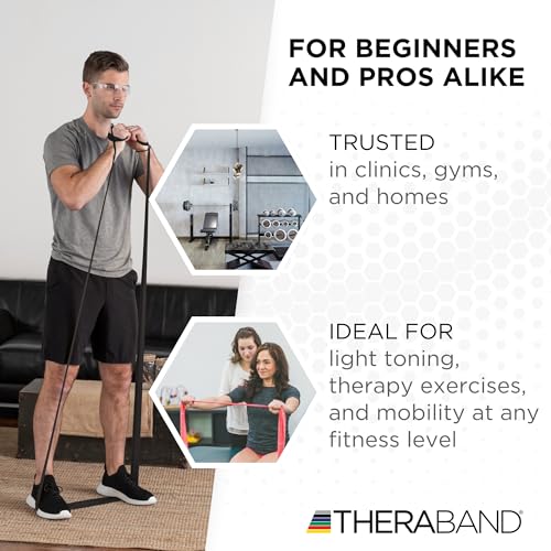 THERABAND Professional Resistance Band, Black Level 5 Special Heavy, 5 ft | Portable, lightweight, latex. For desk, recovery, gym. Therapy, physical, fitness, strength. - color: Level 6 / Super Heavy - Black