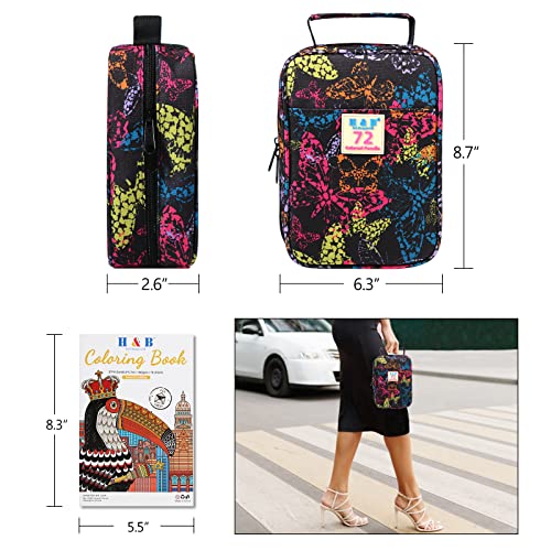 H & B 72 Colored Pencils Set with Case for Adult Coloring & Beginners | Oil-Based Soft Cores, Vibrant Blendable Colors, Pre-Sharpened, with Coloring Book, Sharpener & Eraser, Portable Travel Case - size: 1 count (Pack of 72), style: 1-Butterfly (Basic)
