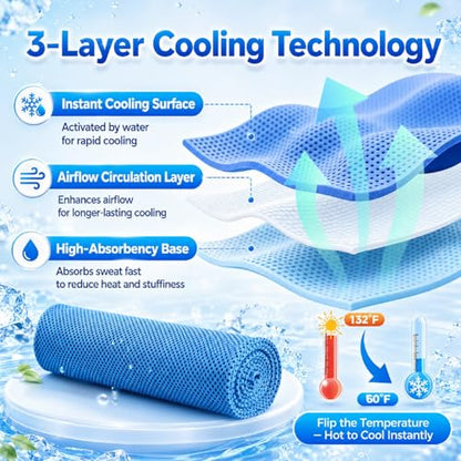 4 Pack Cooling Towels, 40" x 12" Microfiber Ice Towels for Neck & Face