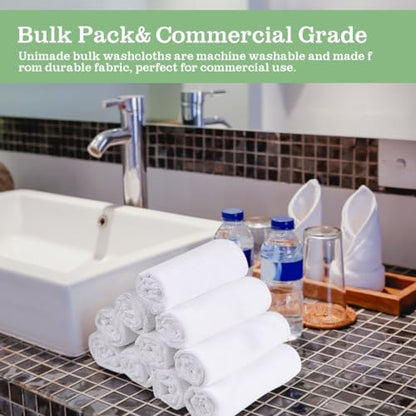 UNIMADE Washcloths Bulk 400 Pack Face Towels, Highly Soft Wash Cloths | Hand Towels, Fast Drying Multi-Purpose Microfiber Cleansing Cloths for Bathroom, Hotel, Spa, and Salon White (12" x 12") - color: White, size: 400Pack