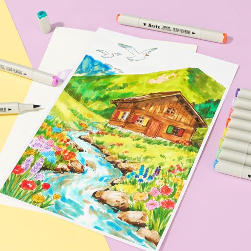 Arrtx Alcohol Markers 160 Color Set, Dual Tip Brush and Chisel, Professional Alcohol-Based Art Markers for Artists, Adults, Beginners, Ideal for Sketching,Illustration