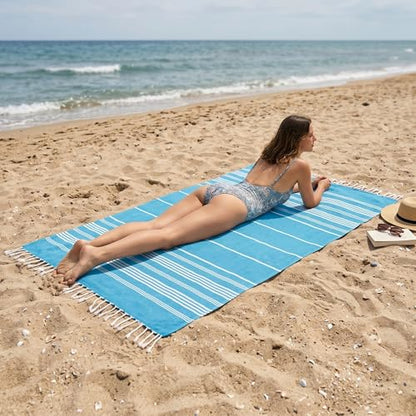 EPHESUS TOWELS Turkish Beach Towel - 38x70 inch Oversized - Sultan Design - Turkish Towel for Beach, Bath, Pool, Gym, Yoga - Prewashed, Lightweight, Quick Dry (Turquoise) - color: Turquoise