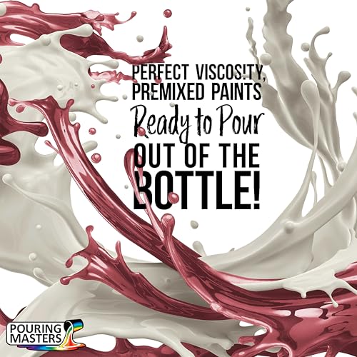 Pouring Masters Strawberry Red Metallic Pearl Ready to Pour Acrylic Pouring Paint - Premium 32-Ounce Pre-Mixed Fluid Acrylic Paint - Fluid Art Supplies for Canvas, Wood, Paper, Tile & Rocks - color: Strawberry Red Metallic Pearl, size: 32 Fl Oz (Pack of 1
