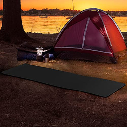Foam Sleeping Pad - Lightweight Mat for Camping, Cots, Tents, Backpacking, and Yoga - Non-Slip and Waterproof with Handle by Wakeman - color: Black