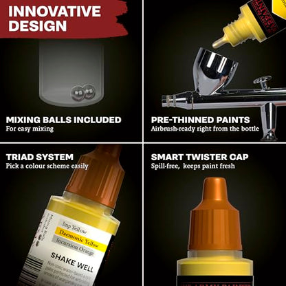 The Army Painter, Airbrush Primary Bundle Greyscale, 2 Triads x 6 x 18 ml | Pre-thinned Acrylic spray gun paints - Paint sprayer paint for D&D & Warhammer Miniatures - color: Greyscale