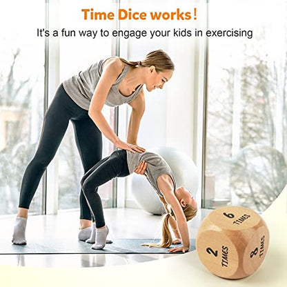 Homotte Wooden Yoga Dice Set for Kids Fun Workout Game | Including 6 Exercise Dice, 12 Yoga Cards & A Box, Mindfulness Yoga Set for Girls & Beginners