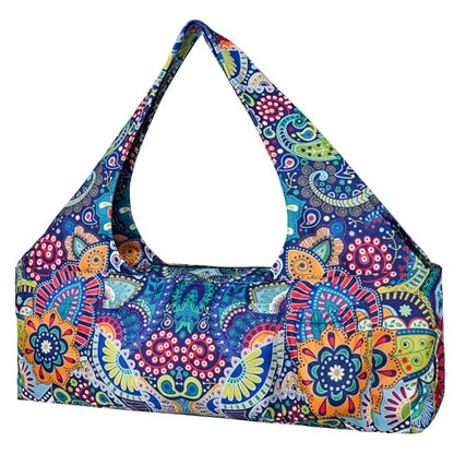 Yoga Mat Bag - Large Yoga Bag with Yoga Mat Strap, Zipper and Pockets - Yoga Bags and Carriers Fits All Your Stuff - Personalized Yoga Mat Bags for Women Fits Most Size Mats - color: Paisley