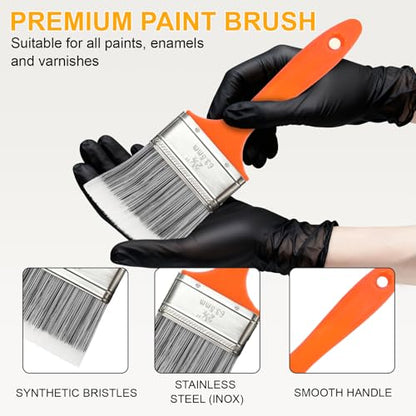 Paint Roller kit, Paint Roller Extension Pole 5ft | paint brushes,Paint Rollers 9"&4"paint tray liner . Perfect for DIY & Professional home renovation 15Piece Sets