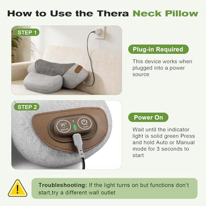 3-in-1 Neck Massager Pillow with Heat, Vibration & Gentle Traction - color: Gray