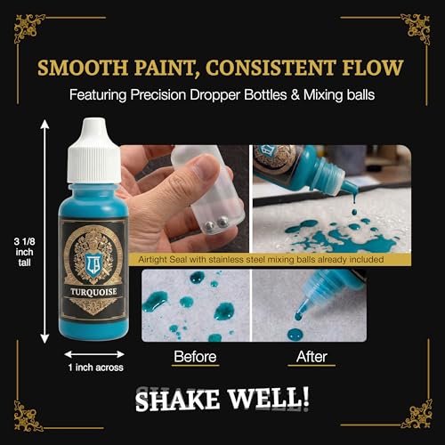 Ludus Bellum Miniature Paint Turquoise Color 18ml Precision Dropper Bottle | Professional Acrylic Paint for Miniatures & Models, Provides Quality Acrylic Tones and Shades for Warhammer 40K D&D Figures - color: Turquoise