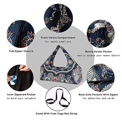 Yoga Mat Bag - Large Yoga Bag with Yoga Mat Strap, Zipper and Pockets - Yoga Bags and Carriers Fits All Your Stuff - Personalized Yoga Mat Bags for Women Fits Most Size Mats - color: Ancient Totem