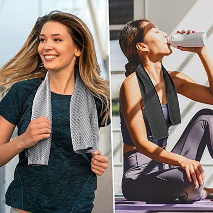BBTO 100 Pack Cooling Towel Bulk - color: Black Gray, size: 32 x 12 Inch