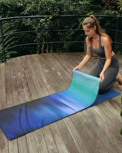 Eunzel Hot Yoga Mat Towel with Grip Dots, Printed Design 72" x 24" | Grip Dot Non Slip, Printed Microfiber Design, Sweat Absorbent, Hot Yoga & Pilate - color: Oceanic Melt