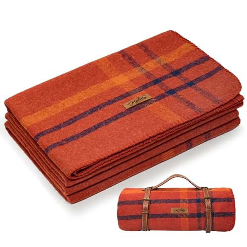 Molithe 100% Wool Blanket, 62" x 86", Warm, Thick, Washable, Military | Great for Camping, Outdoors, Sporting Events, Survival Kits Lava Falls - color: Lava Falls, size: Large