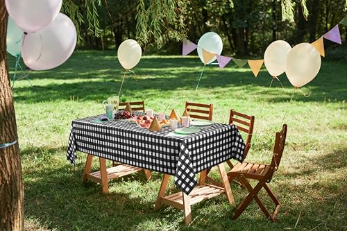 Utopia Kitchen Plastic Table Cloth Disposable [Black Check, 12 Pack] | Rectangle Tablecloth Waterproof Stain Resistant Party Table Cover - color: Black Check, size: 54X108 Inch - 12PC