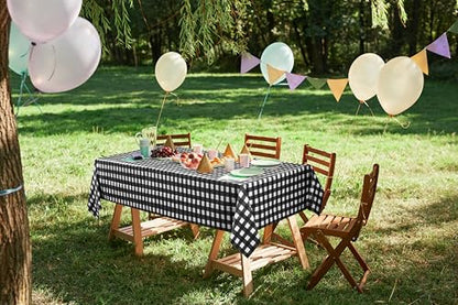 Utopia Kitchen Plastic Table Cloth Disposable [Black Check, 6 Pack] | Rectangle Tablecloth Waterproof Stain Resistant Party Table Cover - color: Black Check, size: 54X108 Inch - 6PC