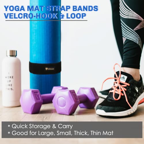 Aolamegs Yoga Mat Strap,Heavy Duty Bungee Straps Band,Wrap Organizer for Yoga Mat/Workout/Exercise(20" L x 2" W) - color: Black 2 Pack