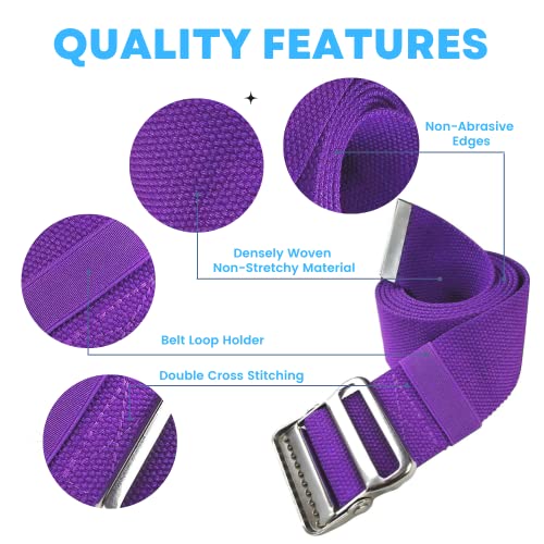 LiftAid Transfer and Gait Belt 60 Inch with Metal Buckle and Loop - Walking, Standing and Transfer Assist Aid for Seniors, Elderly Patients, Caregiver, Nurse, Therapist (Purple) - color: Purple
