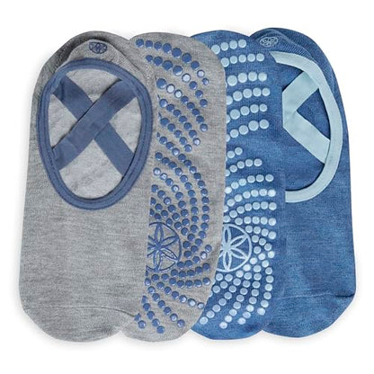 Gaiam Grippy Studio Yoga Socks, Non-Slip, Open-Toe, One Size - color: High Tide 2-pack, size: One Size