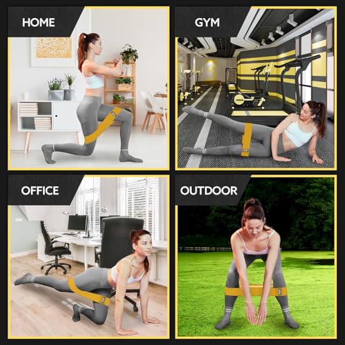 Fabric Resistance Bands for Working Out, 3-Pack for Legs and Glutes - color: Medium Yellow