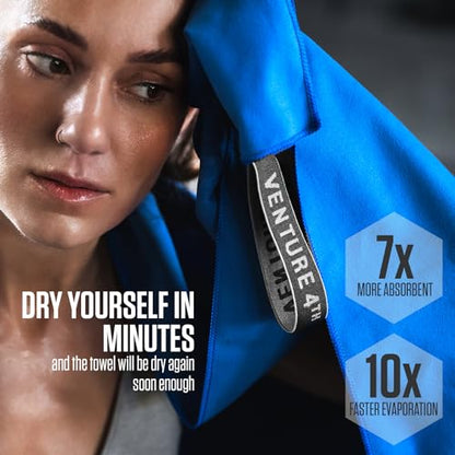 VENTURE 4TH Quick Dry Microfiber Towel for Camping & Gym - Blue Large - color: Blue, size: 60.00" x 31.50"
