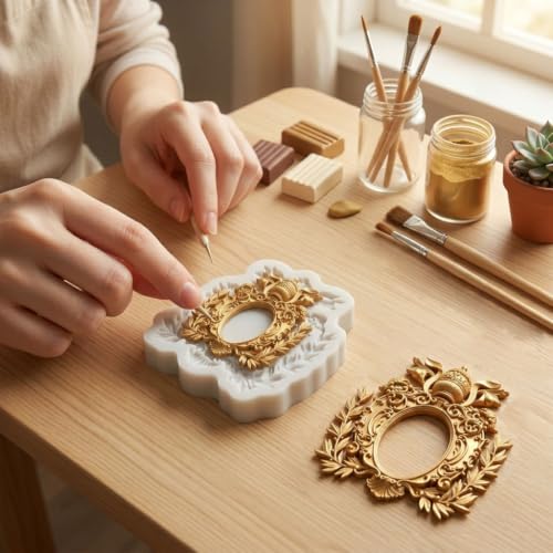 Baroque Picture Frame Polymer Clay Molds Photo Frame Silicone Mold | Epoxy Resin Casting DIY Crafts Air Dry Polymer Crafts Supplies Clay Tools - color: Style H