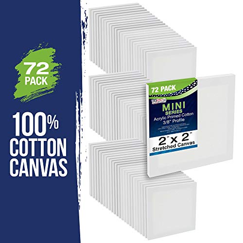 U.S. Art Supply 2"x2" Mini Square Canvases for Painting, Bulk Pack of 72 | Mini Primed Artist Stretched Canvas, Ideal for Arts & Crafts, Weddings, Birthdays - size: 6-Dozen, 72-each