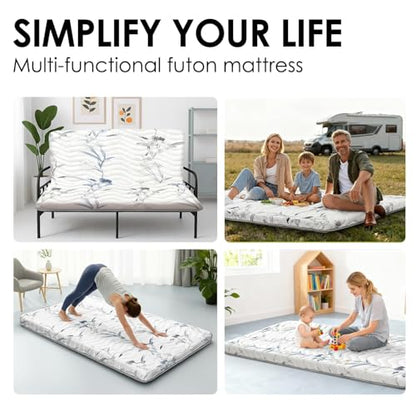 SCHNAUZER HOME Japanese Futon Floor Mattress Queen 3.5" Thick Ink Wash - color: Ink Wash White, size: Queen( 80 x 60 )