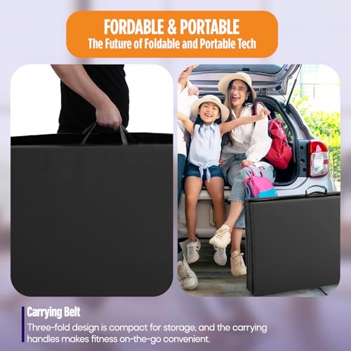 Gymnastics Mats Foldable Tumbling Mats Portable Gymnastics Exercise Mat Thick Gymnastics Tumbling Mats Pad Home Exercise Panel Mat With Carrying Handles - color: Black, size: 4 ft W x 10 ft L