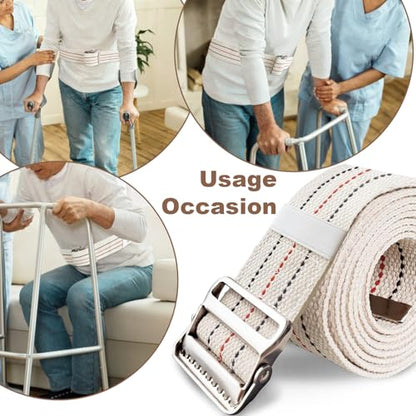 Gait Belt for Seniors 60inch - Walking Transfer Belts Gate Belts Medical for Elderly, Physical Therapy Strap Caregiver Supplies for Caregiver, Nurse, Therapist with Metal Buckle