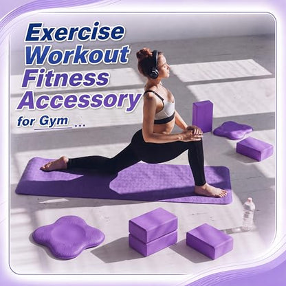 Thenshop 16 Pcs Yoga Blocks and Knee Pads Set Put Nonslip EVA Foam Yoga Blocks Bulk Less Weight on Wrists Women Men Pilates Exercise Balance Stretching Meditation for Gym Studio Gift Supplies