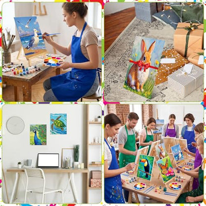 Motipuns 72 Pcs Paint and Sip Kit for Adults 12 Set 8''x10'' Pre Drawn Canvas for Painting with Easels Apron Brushes Palette Printed Canvas Bulk for DIY Birthday Gifts Date Night Party(Animal) - style: Animal