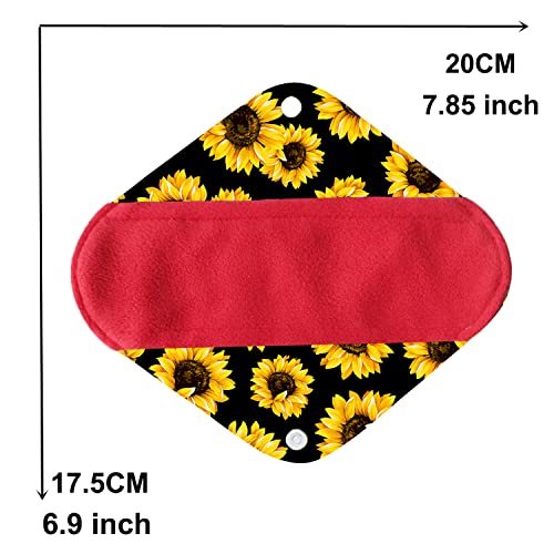 7pcs Set Reusable Women Menstrual Pads Including 1pc Mini Wet Bag +6pcs Reusable Washable Stay Dry Cloth Menstrual Pads/Maternity Mama Sanitary Wipes/Mama Panty Liners - color: Red Microfleece