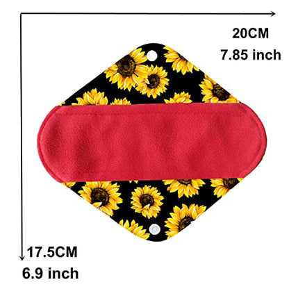 7pcs Set Reusable Women Menstrual Pads Including 1pc Mini Wet Bag +6pcs Reusable Washable Stay Dry Cloth Menstrual Pads/Maternity Mama Sanitary Wipes/Mama Panty Liners - color: Red Microfleece