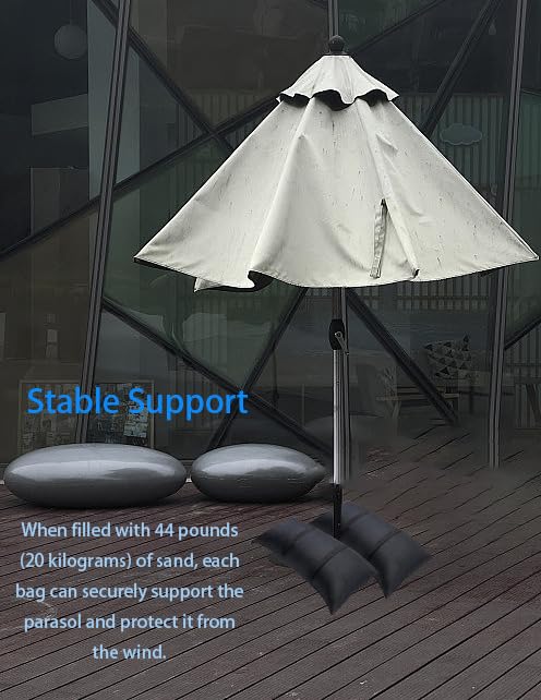 Sand Bags for Weight Umbrella Base, 2 Pack Fillable SandBags，2 x 44 LBS Fillable SandBags for Umbrella Base,Outdoor Garden Backyard Furniture(Without Sand)