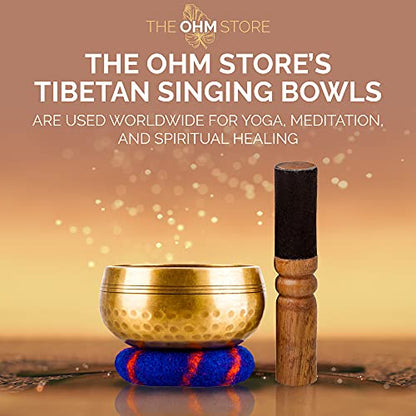 Tibetan Singing Bowl Set by The Ohm Store with 'Medicine Buddha' Engraving — Meditation Sound Bowl and Wooden Striker Handcrafted in Nepal — Spiritual Gift for Women and Men - size: 4 Inch Singing Bowl