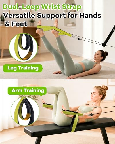 Wonderful Day Upgraded Pilates Loops Compatible with Tonal Smart Home Gym, Soft Thickened Double Loop Straps with Sturdy Adapters, Fitness Accessories for Reformer & Wall Pulley (2 Count) - color: Green