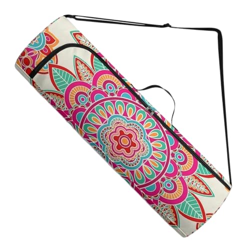 Spacious Extra Large Storage Yoga Mat Bag | Huge Capacity Mandala Gym Tote - Waterproof Wear-Resistant Carrier Strap Pilates - color: Floral fragrance and melody