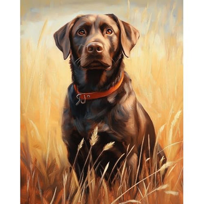 Natuyalo Animal Paint by Numbers Kit for Adults - Black Dog in the Rice Field Painting by Number on Canvas Without Frame, DIY Acrylic Art Crafts for Ideal Gift (16x20 Inch) - color: ART-04