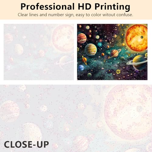TUMOVO Adults Paint by Number Kits Planets & Vibrant Nebula Digital Art | Cosmic Solar System Art on 16x20 Inch Unframed Canvas, DIY Galaxy Painting Kits, Proudly Display Your Creation as Wall Decor - color: Planets