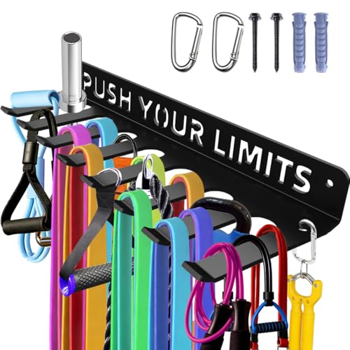 Home Gym Accessories Organization Storage Rack Equipment For Home 8 Hook Wall Hanger Display Gear Barbells Resistance Bands Jump Ropes Lifting Belt Hanger Accessories Hardware Included - color: Push Your Limits