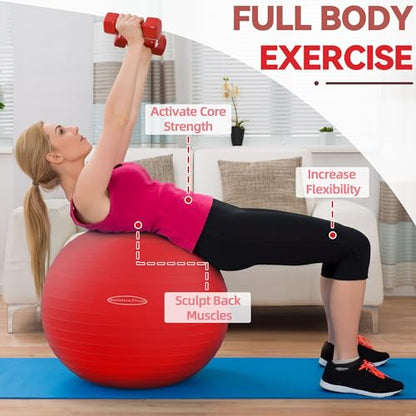 Fitvids Anti-Burst and Slip Resistant Exercise Ball Yoga Ball Fitness Ball Birthing Ball with Quick Pump - color: Red, size: S(15-18in/38-45cm)