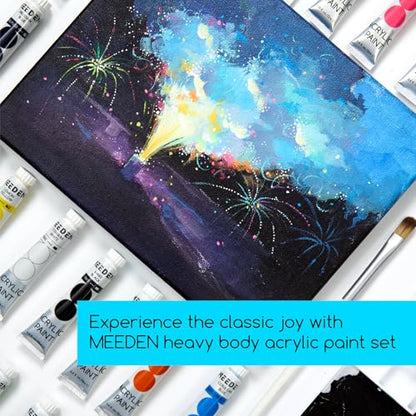 MEEDEN Beginners Acrylic Paint Set: 24 Colors 12ml/0.41 fl oz | Heavy Body Art Craft Paints - Non-Toxic Rich Pigment Hobbists Halloween Pumpkin Painting for Adults on Canvas Wood Fabric - color: 24 Colors