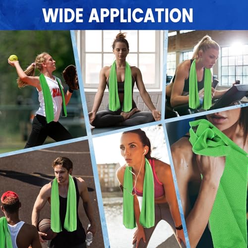 Hosuly 150 Pack Cooling Towels Bulk 40 x 12 Inch Large Chilly Breathable Sweat Sports Cold Towels Sublimation Microfiber Ice Neck Rag for Hot Weather Workout Gym Team Gift (Green) - color: Green