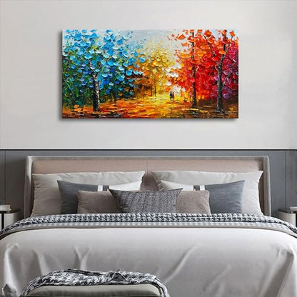 Natural Landscape Romantic Theme Modern Abstract Oil Painting Large Canvas Wall Decoration Art 24x48 Inches - color: Ts12