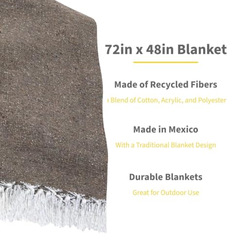 Cozumel Bulk Mexican Yoga Blanket, 10 Pack, Mocha - color: Mocha