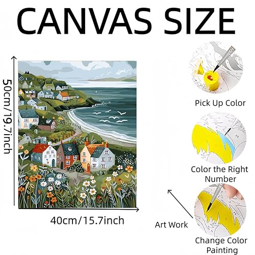 DOTSTART Paint by Numbers Kit for Adults Beginner,Peaceful Island by The Sea Adult Paint by Number Kits on Canvas,Painting by Numbers Easy Oil Painting,for Home Wall Decor15.7X19.7 Inch - color: PB186-1