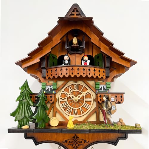 Cuckoo Clock with Rotating Dancers, Black Forest Chalet, Quartz