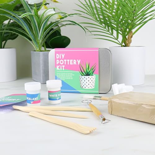 Gift Republic Pottery Kit Beginners Pottery Craft Set Clay Pottery Gift Fun Home Made Craft Project Kids Teens Adults Sculpting Tool Set Gift Tin