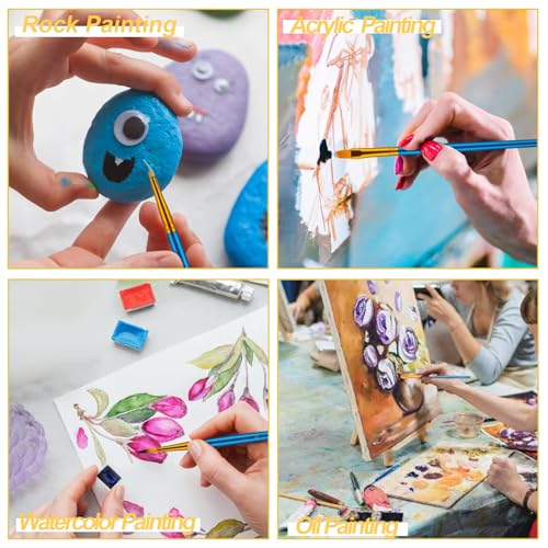 Mini Easels 12 Pack, Small Easels for Painting 24cm/9 Inch, Folding Design, Small Easel with 12 Palettes and 60 Brushes, Suitable for Outdoor Painting Party
